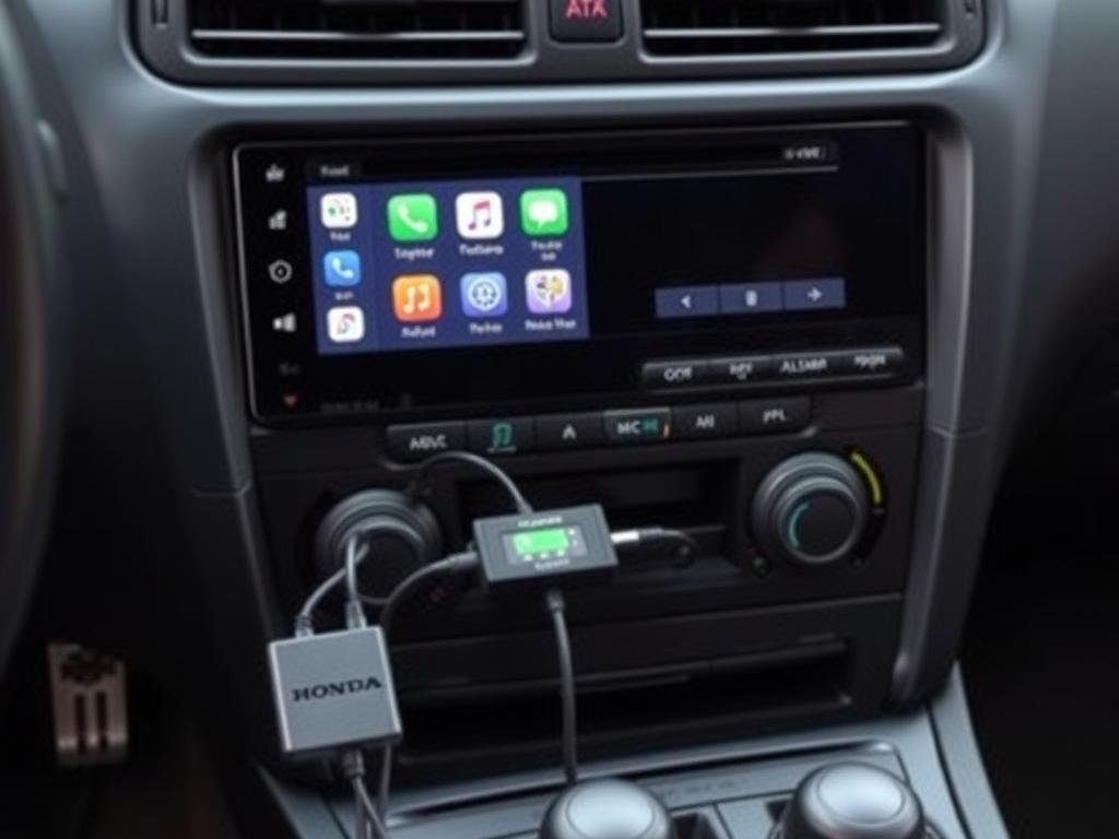 Adaptateur Android Auto branché sur l'autoradio d'origine d'une Honda Integra