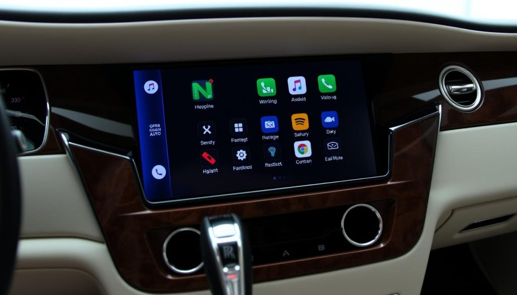 Android Auto apps displayed on Rolls-Royce Phantom screen