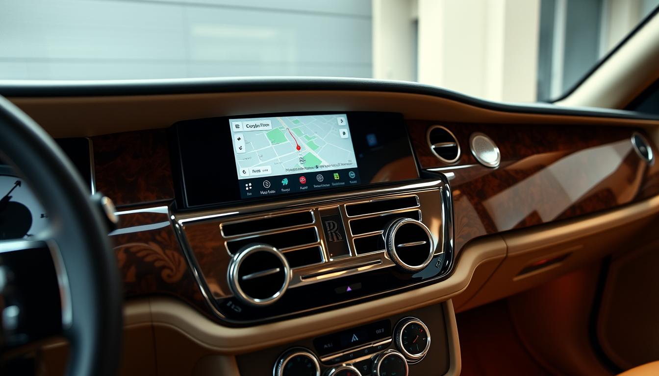 Android Auto interface displayed in a Rolls-Royce Phantom dashboard