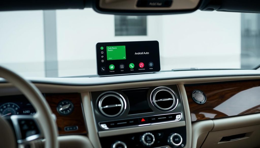 Android Auto interface displayed in a Rolls-Royce Silver Ghost dashboard