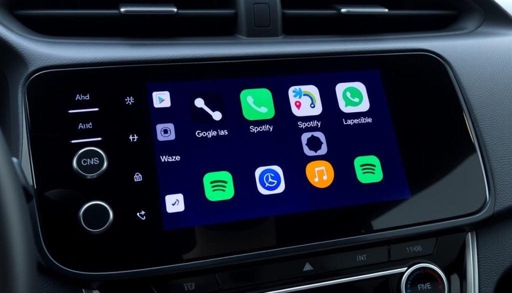 Applications Android Auto affichées sur l'écran d'une Honda Integra