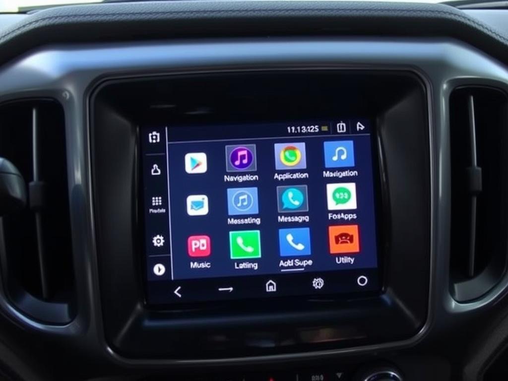 Applications compatibles Android Auto affichées sur l'écran d'un GMC Jimmy