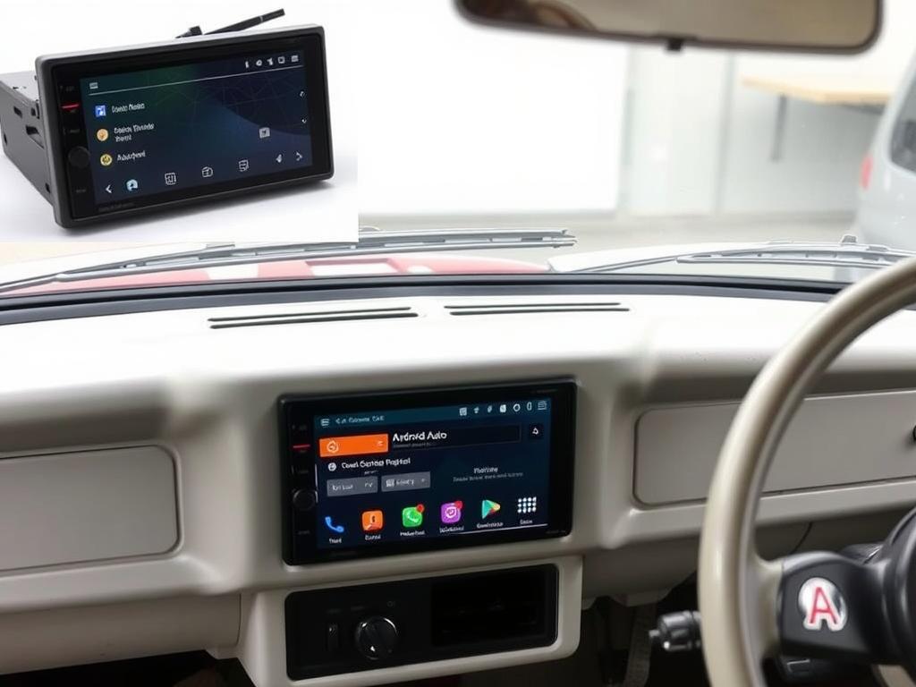 Autoradio compatible Android Auto installé dans un Isuzu 117 Coupé