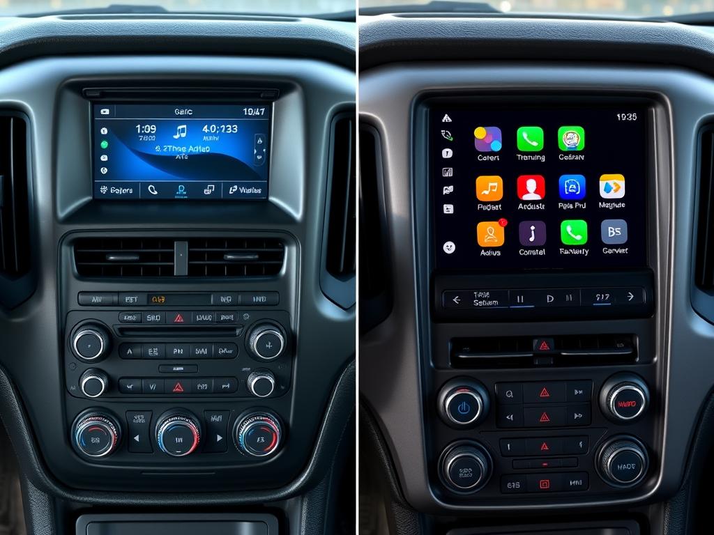 Comparaison entre l'ancien système radio du Jimmy et l'interface Android Auto moderne