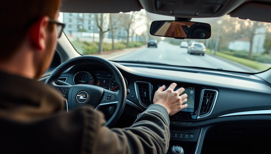 Conducteur utilisant Android Auto mis à jour dans son Opel Astra