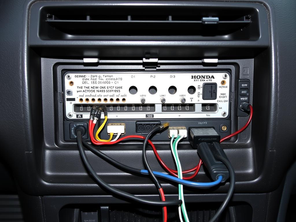 Connecteurs et câblage derrière l'autoradio d'une Honda Prelude