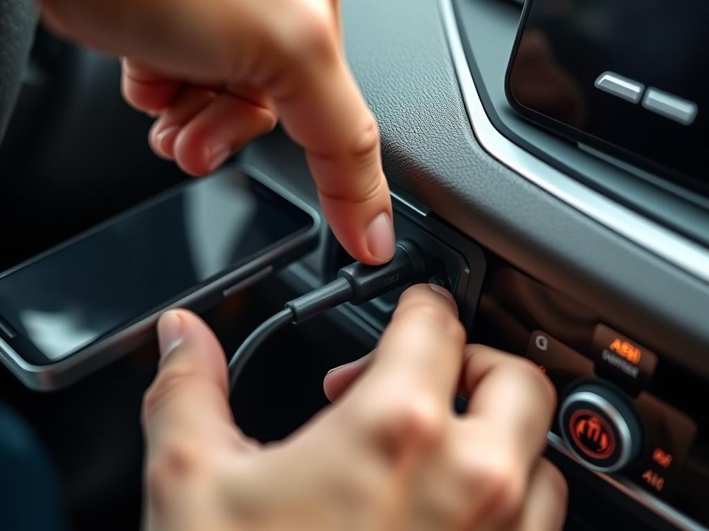 Connexion du smartphone au port USB de la Kia Opirus