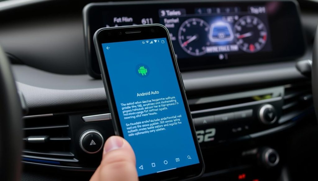 Écran de mise à jour Android Auto sur un smartphone connecté à un KIA K2