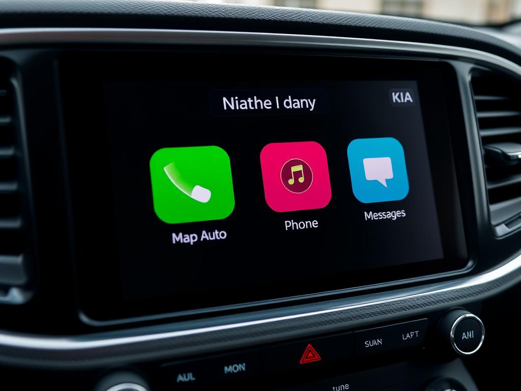 Écran tactile KIA KX3 affichant le menu principal d'Android Auto