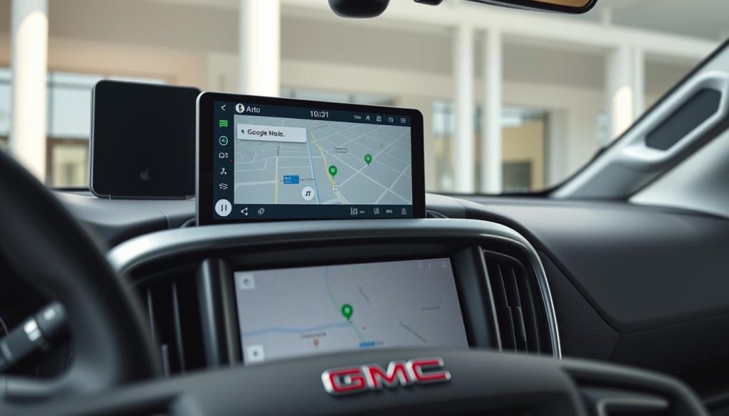 GMC Canyon avec Android Auto affiché sur l'écran d'infodivertissement
