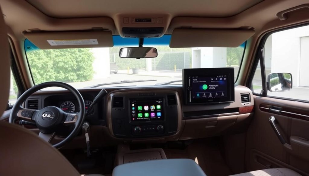GMC Jimmy avec Android Auto installé, montrant l'intérieur modernisé