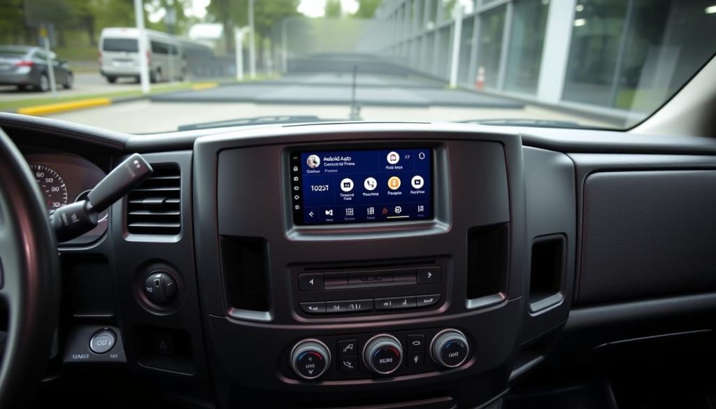 GMC Savana équipé d'Android Auto avec interface visible sur l'écran tactile
