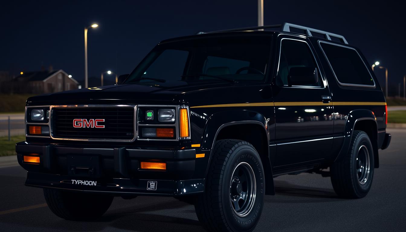 GMC Typhoon noir avec écran Android Auto illuminé dans l'habitacle