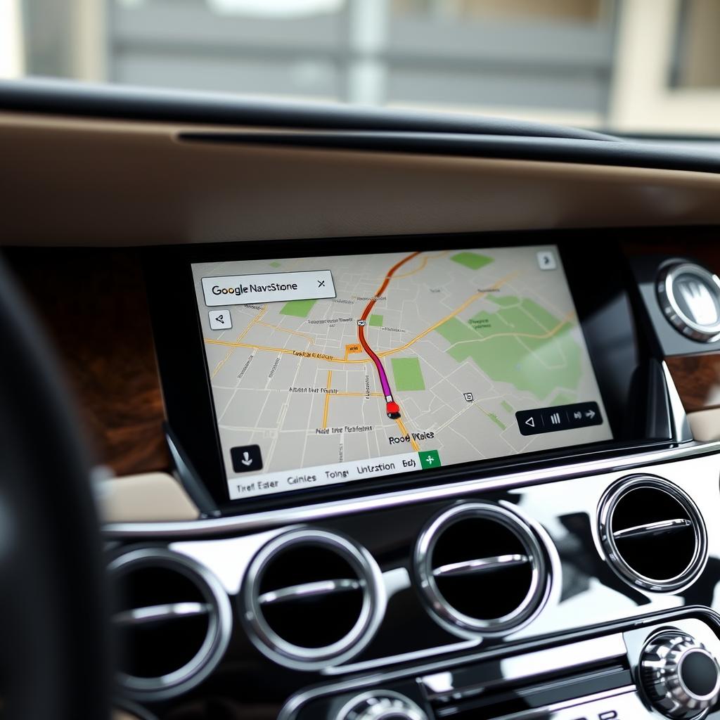 Google Maps navigation on Rolls-Royce screen
