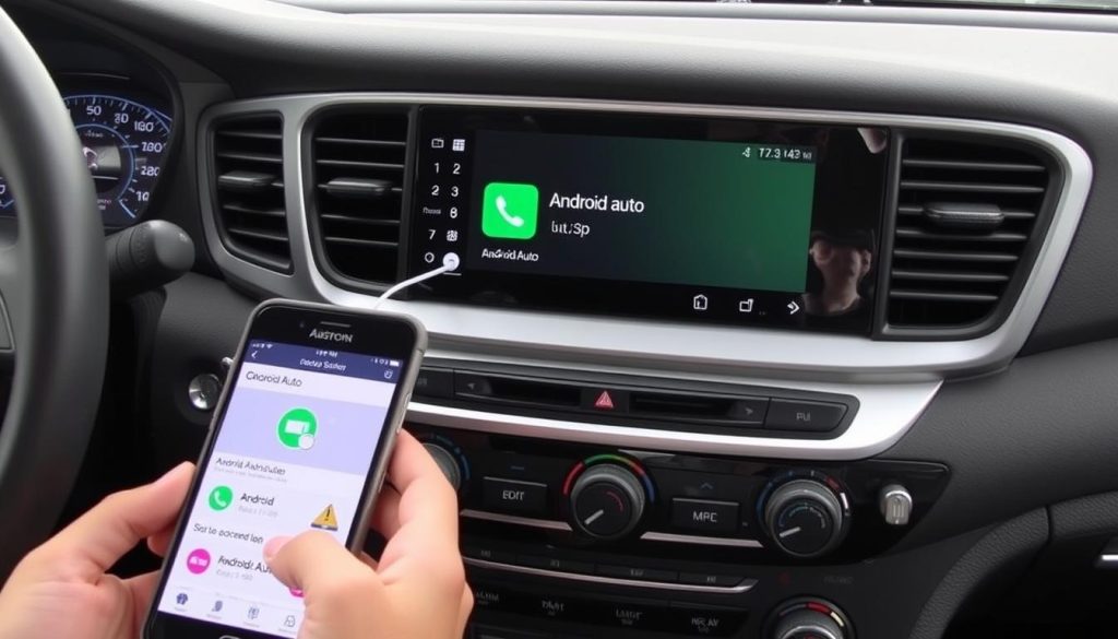 Installation d'Android Auto sur un KIA K2 avec smartphone connecté