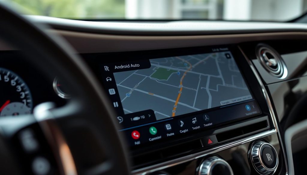 Interface Android Auto affichant Google Maps sur l'écran d'une Rolls-Royce Wraith