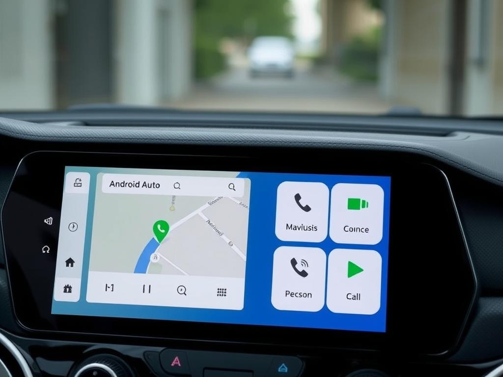 Interface Android Auto affichée sur un écran compatible avec Opel Calibra