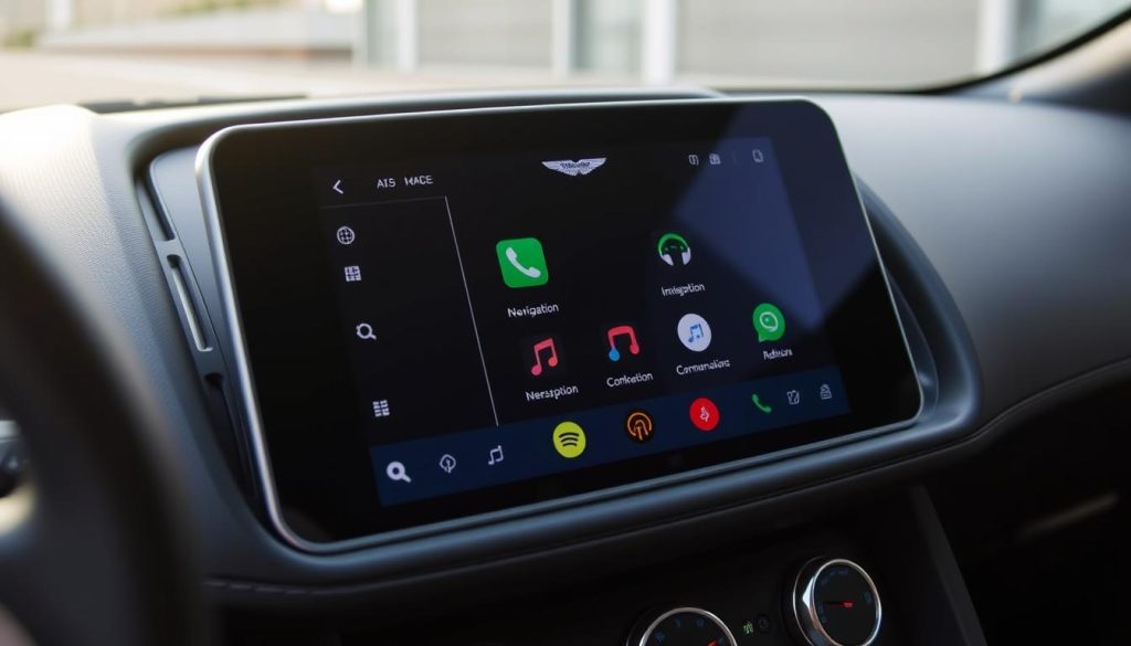 Interface Android Auto sur écran Aston Martin Vantage