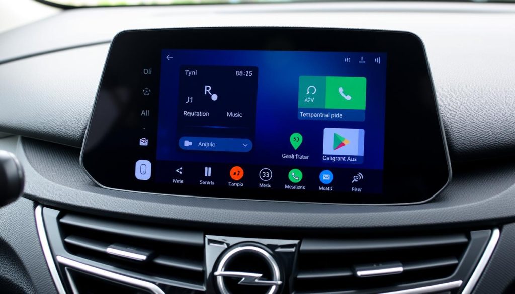 Interface Android Auto sur écran Opel Astra montrant la nouvelle mise à jour