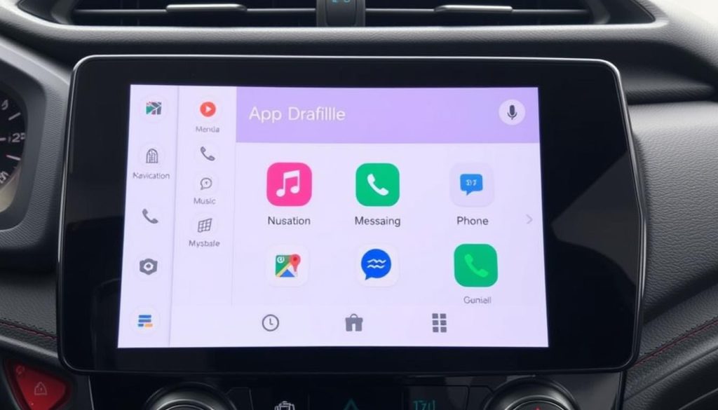 Interface complète d'Android Auto montrant les applications disponibles sur une Honda Ballade