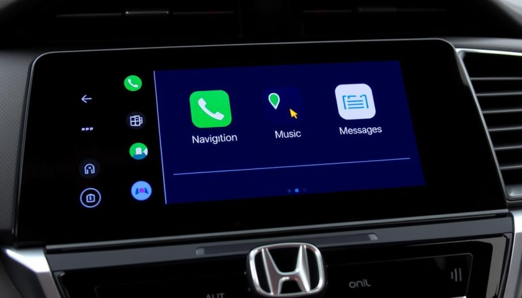 Interface principale d'Android Auto montrant les applications disponibles sur Honda Pilot
