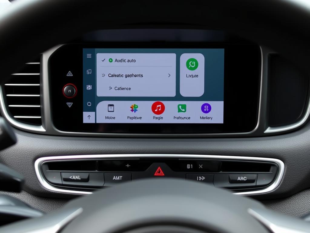 Interface simplifiée d'Android Auto adaptée à la conduite dans un Kia Sedona