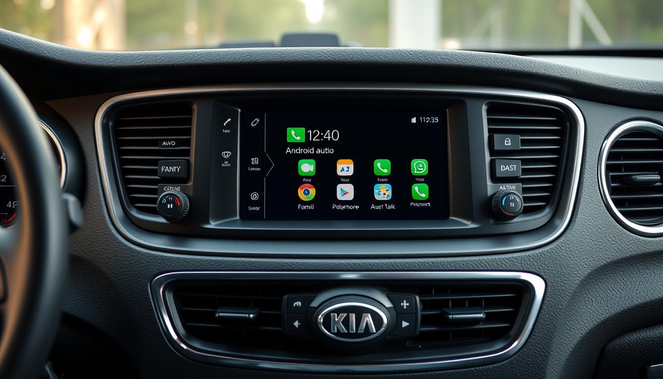 Kia Sedona avec Android Auto affichant la navigation sur l'écran du tableau de bord
