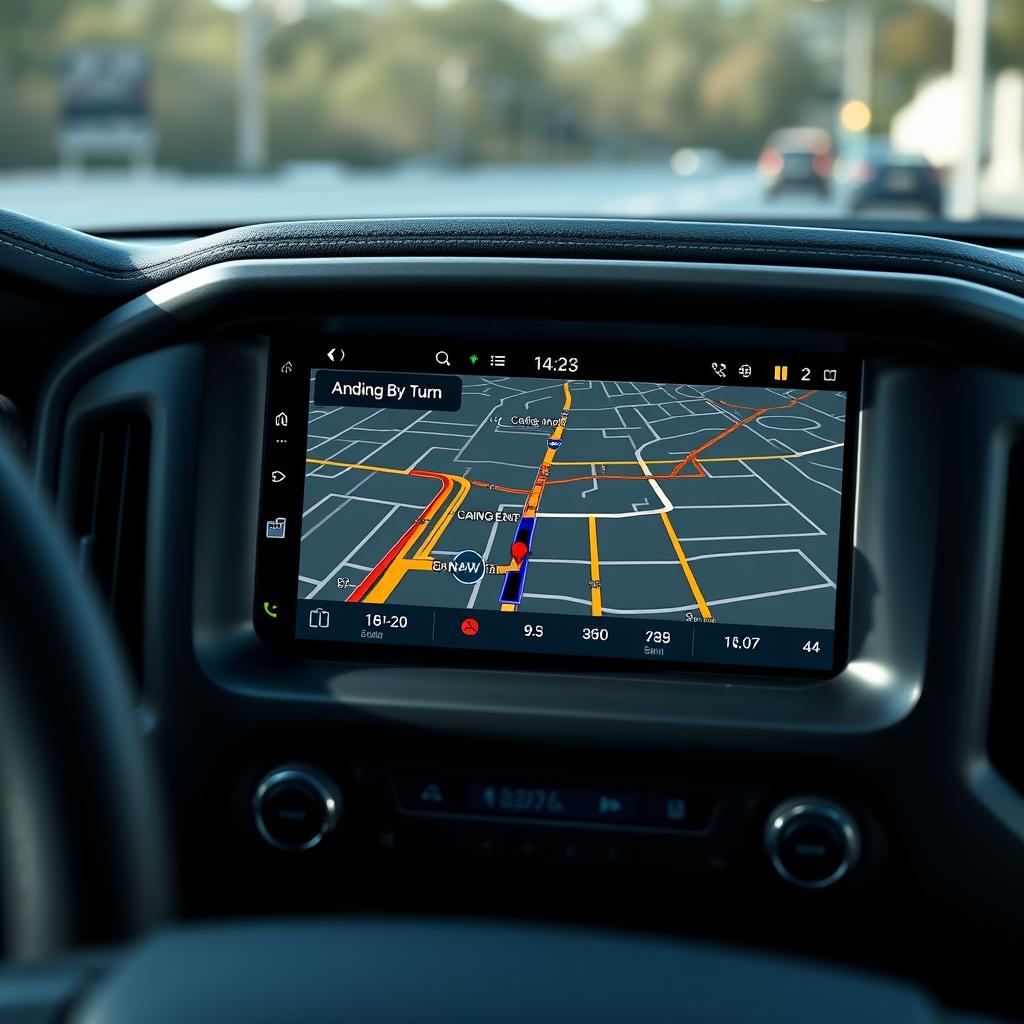 Navigation GPS moderne sur Android Auto dans un GMC Jimmy