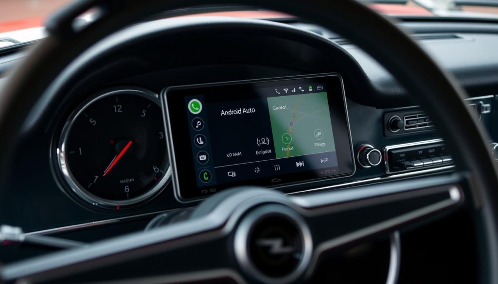 Opel Admiral classique équipée d'Android Auto avec écran tactile intégré au tableau de bord