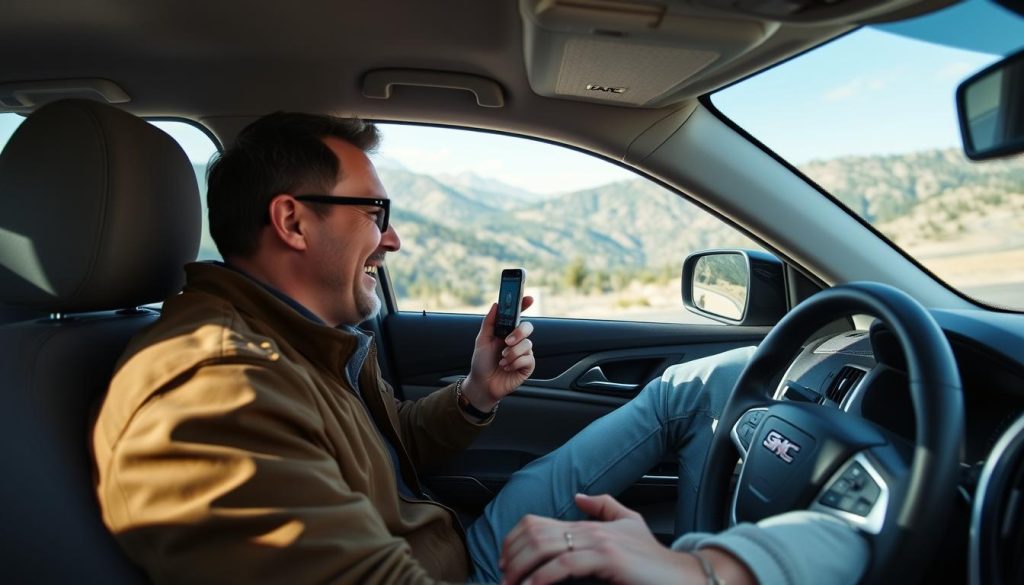 Propriétaire de GMC Terrain utilisant Android Auto pendant un trajet