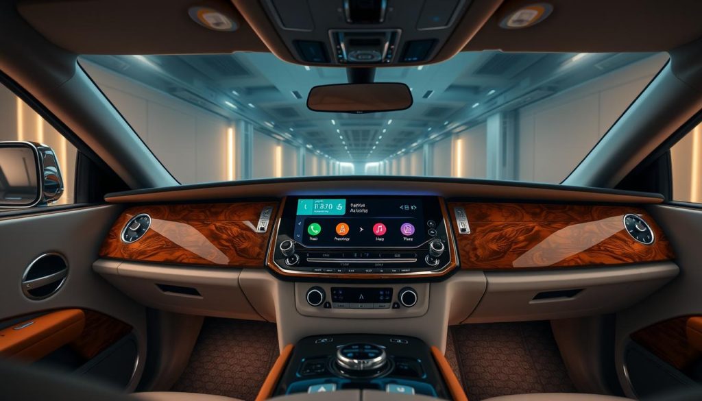 Rolls-Royce Phantom with Android Auto displaying navigation