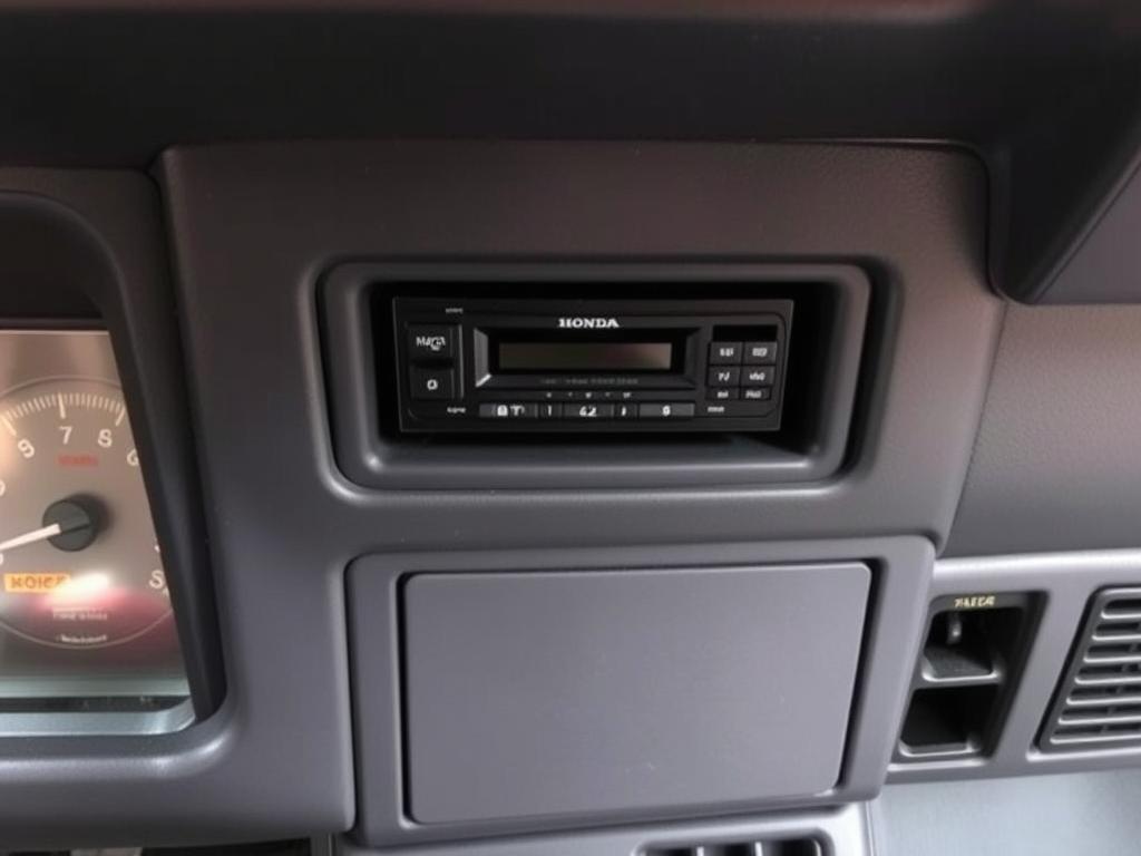 Tableau de bord d'une Honda CR-X première génération avec emplacement pour autoradio