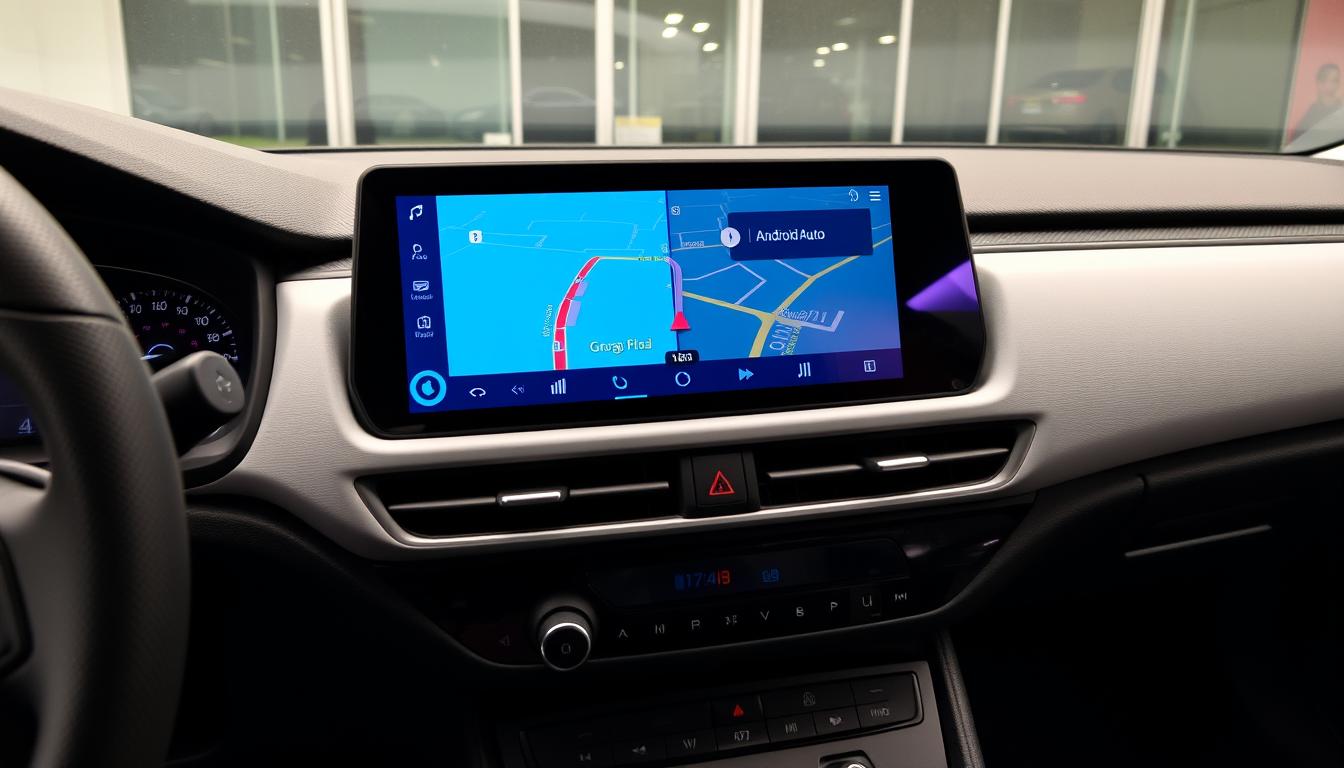 Android Auto fonctionnant sur l'écran d'une Škoda Rapid