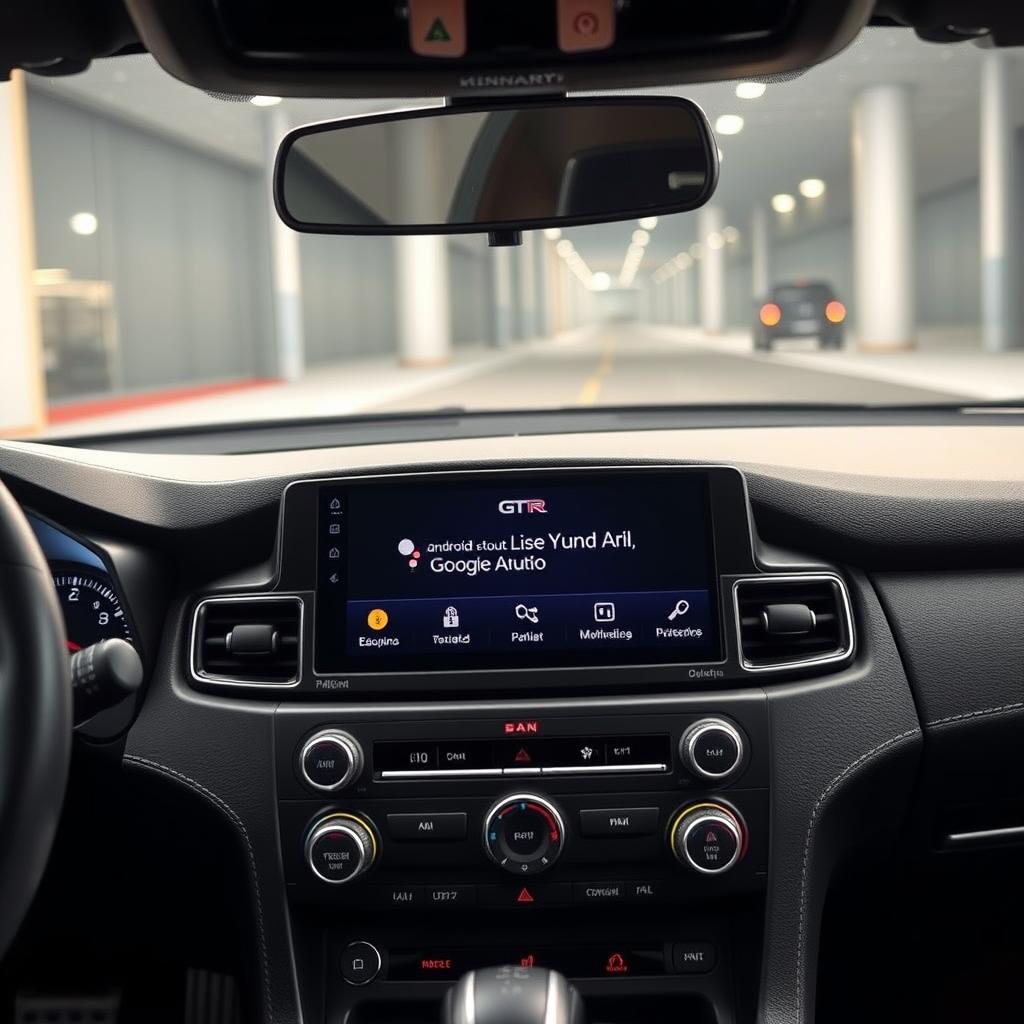 Commande vocale Google Assistant activée sur l'écran Android Auto d'une Nissan GT-R