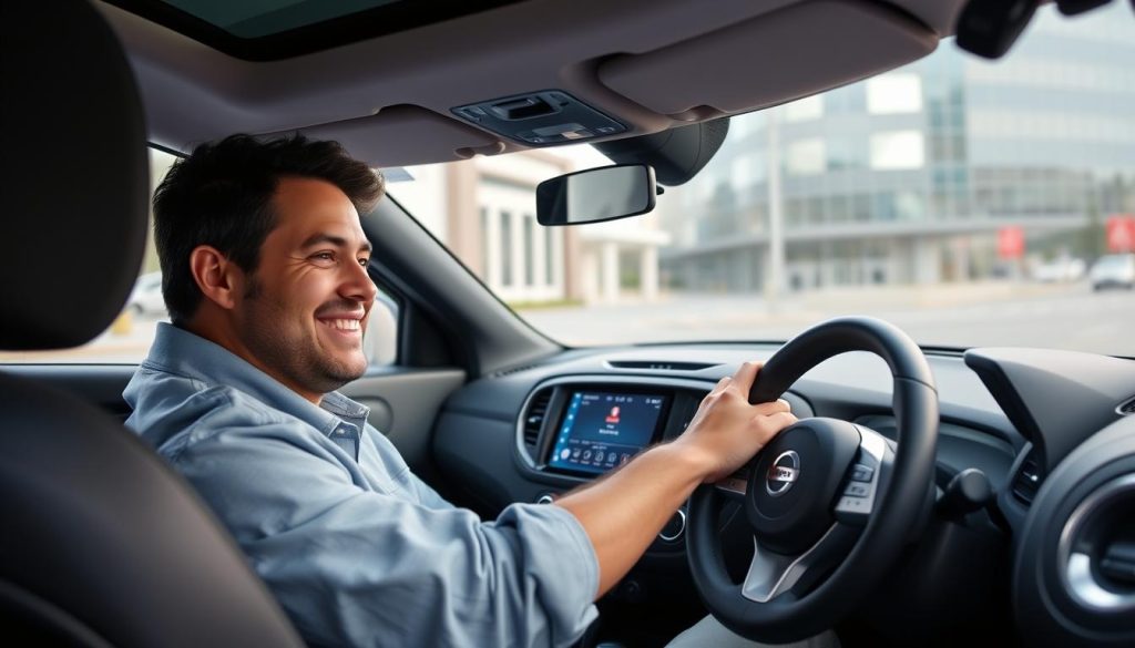 Conducteur utilisant Android Auto dans une Nissan Juke