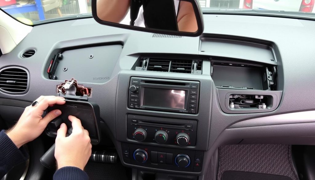 Démontage du tableau de bord d'une Škoda Rapid