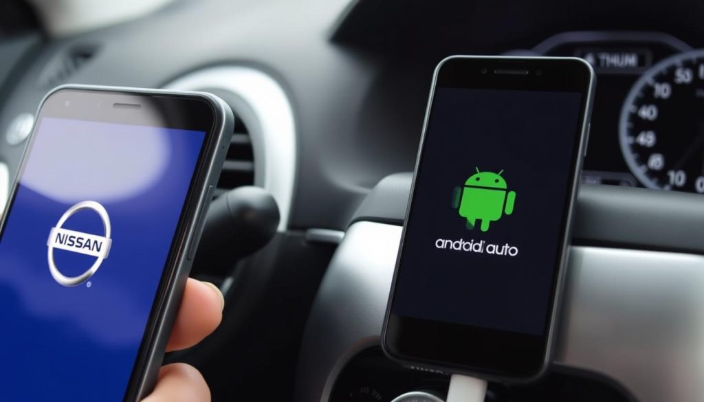 Smartphone Android connecté à un Nissan Juke avec Android Auto
