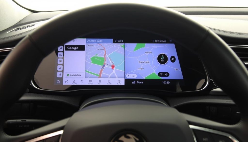 Tableau de bord Škoda Superb avec système Android Auto activé